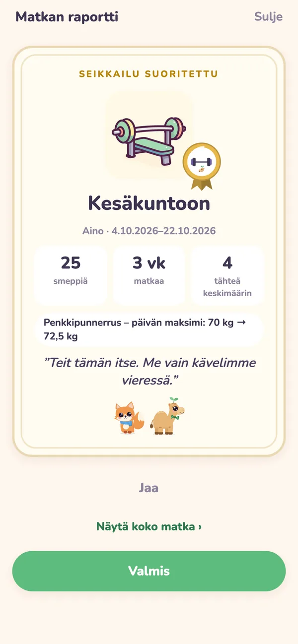 Matkan raportti: seikkailun todistus