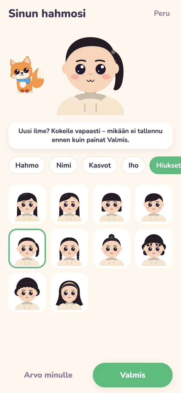 Hahmon teko: hiustyylit